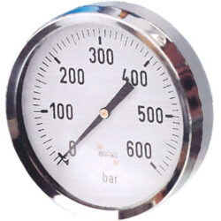 buisveermanometer, standaard, RVS, 100 mm, -1/0 bar, achteraansluiting G1/2 Geen categorie