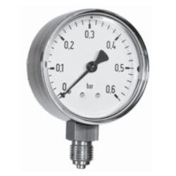 buisveermanometer, standaard, RVS, 63 mm, 0-1 bar, onderaansluiting G1/4 Geen categorie