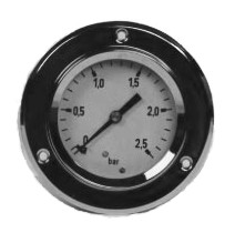 buisveermanometer, standaard, vloeistofgedempt, 63 mm, -1/0 bar, achteraansluiting G1/4, voorflens Geen categorie