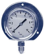 buisveermanometer, standaard, vloeistofgedempt, 63 mm, -1/0 bar, onderaansluiting G1/4, wandflens Geen categorie