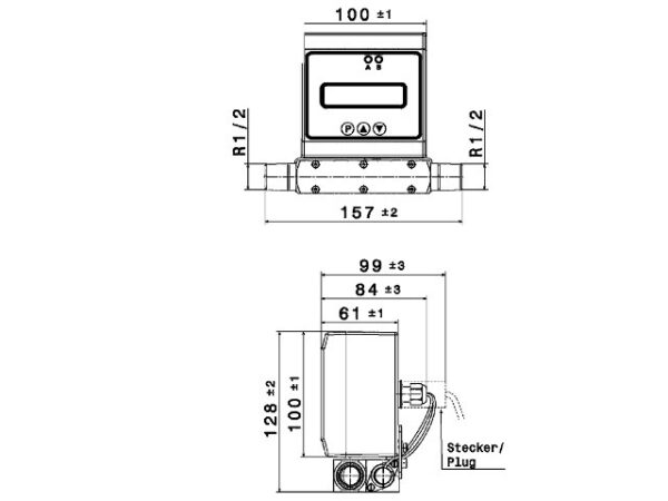 Flowmeter Ultrasoon DW-S - Messing - R1/2" - 0.5-80 l/min - Afbeelding 2