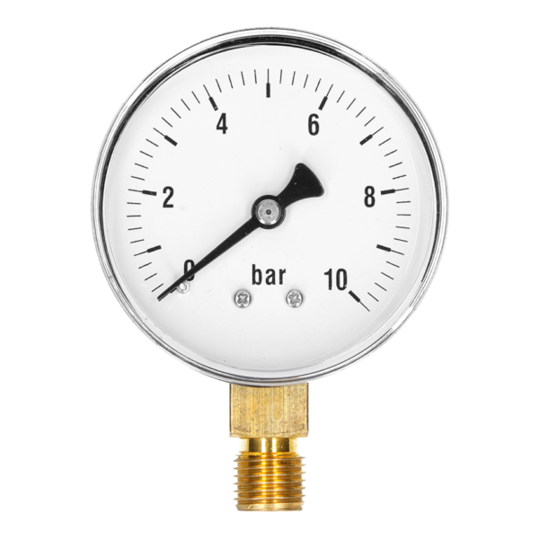 Buisveermanometer - Staal/Messing - Ø63 mm - Onderaansluiting G1/4