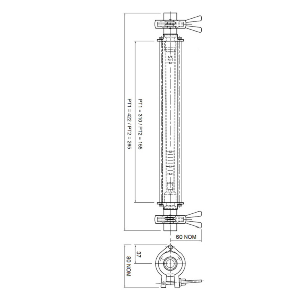 Hygiënische Vadometer Afmetingen