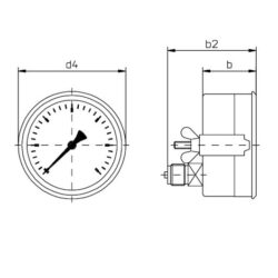 buisveermanometer industrie, 160 mm, -1/0 bar, achteraansluiting G1/2 met klembeugel Geen categorie