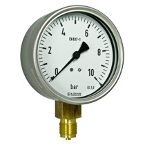 buisveermanometer industrie, 100 mm, 0-250 bar, onderaansluiting G1/2 DRUK