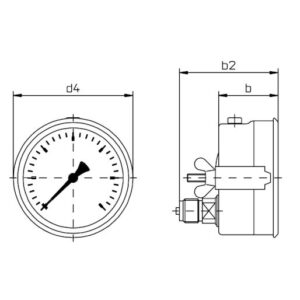 buisveermanometer chemie, vloeistofgedempt, 63 mm, -1/0 bar, achteraansluiting G1/4, klembeugel Geen categorie