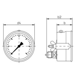 buisveermanometer chemie, vloeistofgedempt, 100 mm, 0-1 bar, achteraansluiting G1/2, klembeugel Geen categorie