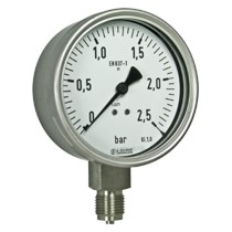 buisveermanometer chemie, 63 mm, -1/0 bar, achteraansluiting G1/4 DRUK