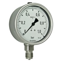 buisveermanometer chemie, vloeistofgedempt, 100 mm, 0-160 bar, achteraansluiting G1/2 DRUK