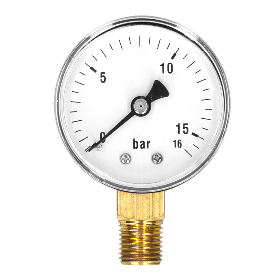 Buisveermanometer – Staal/Messing – Ø50 mm – Onderaansluiting G1/4 Staal Onderaansluiting