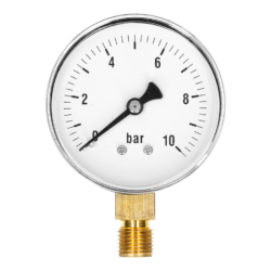 Buisveermanometer – Staal/Messing – Ø63 mm – Onderaansluiting G1/4 Staal Onderaansluiting