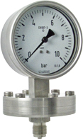 membraanmanometer chemie, 100 mm, -1/0 bar, onderaansluiting G1/2 DRUK