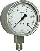 buisveermanometer, solid front, 63 mm, -1/0 bar, onderaansluiting G1/4 DRUK