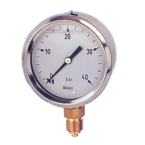 buisveermanometer, standaard, vloeistofgedempt, 63 mm, -1/+5 bar, onderaansluiting G1/4 Geen categorie